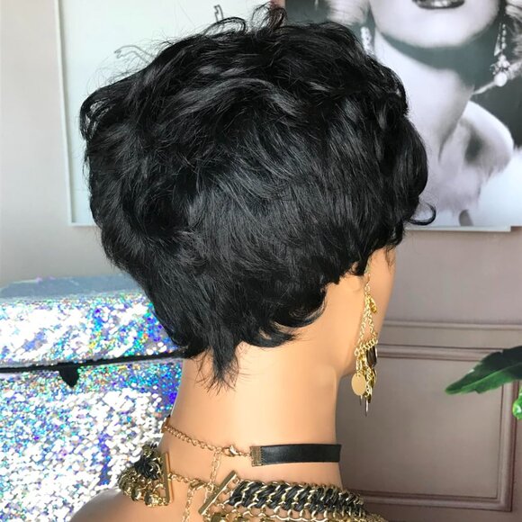 Short Curly Pixie Cut Wig Human Hair for Black Women Short Human Hair Pixie Cut - Picture 6 of 9